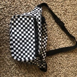 BLACK AND WHITE CHECKERED FANNY PACK